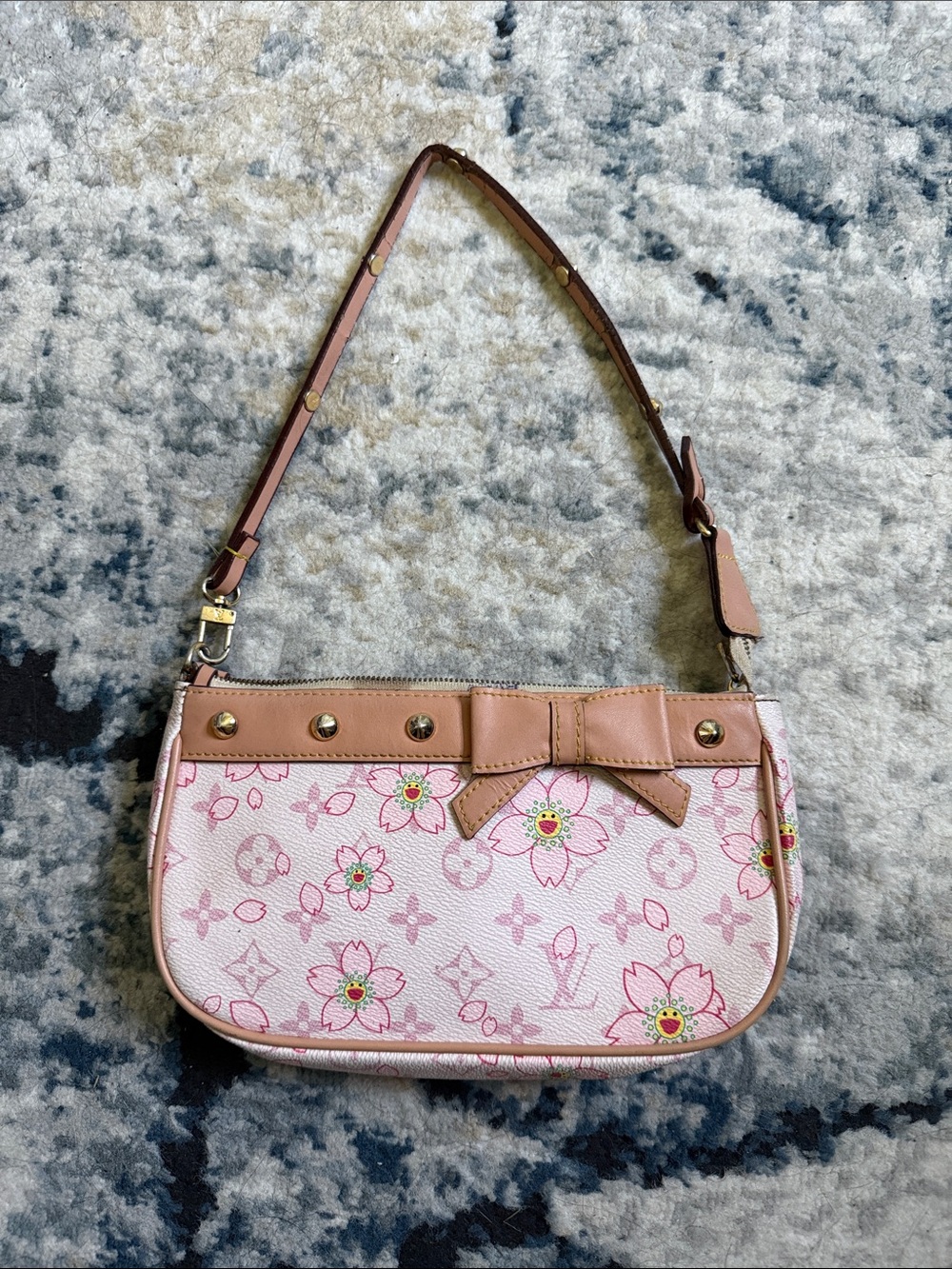 Pink Floral Bow Shoulder Bag monogram